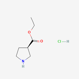 Chemical structure of Ethyl (R)-pyrrolidine-3-carboxylate hydrochloride