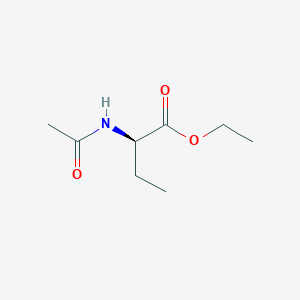 Chemical structure of ethyl (R)-2-acetamidobutanoate