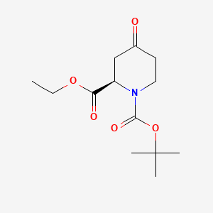 Chemical structure of Ethyl (R)-1-boc-4-oxopiperidine-2-carboxylate