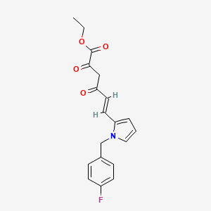 Chemical structure of Ethyl (5E)-6-[1-(4-fluorobenzyl)-1H-pyrrol-2-yl]-2,4-dioxo-5-hexenoate
