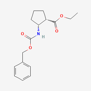 Chemical structure of Ethyl (1S,2R)-2-(Cbz-amino)cyclopentanecarboxylate