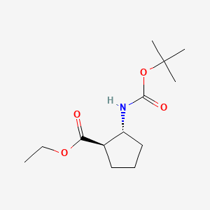 Chemical structure of Ethyl (1R,2R)-2-(tert-butoxycarbonylamino)cyclopentanecarboxylate