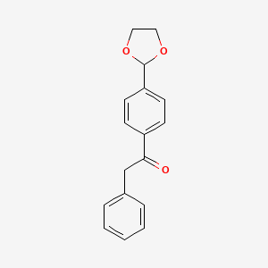 Chemical structure of 1-(4-(1,3-Dioxolan-2-yl)phenyl)-2-phenylethanone