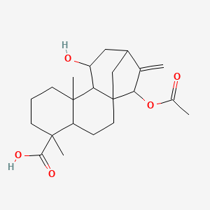 Chemical structure of ent-15α-Acetoxy-11α-hydroxykaur-16-en-19-oic acid