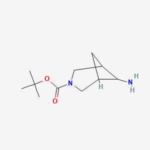 Chemical structure of Tert-butyl 6-amino-3-azabicyclo[3.1.1]heptane-3-carboxylate
