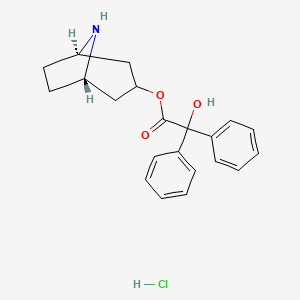 Chemical structure of endo-8-Azabicyclo[3.2.1]octan-3-yl 2-hydroxy-2,2-diphenylacetate hydrochloride