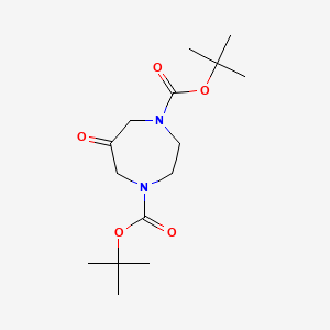 Chemical structure of Di-Tert-Butyl 6-Oxo-1,4-Diazepane-1,4-Dicarboxylate