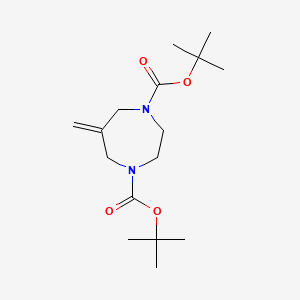 Chemical structure of Di-tert-butyl 6-methylene-1,4-diazepane-1,4-dicarboxylate