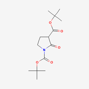 Chemical structure of Di-tert-butyl 2-oxopyrrolidine-1,3-dicarboxylate