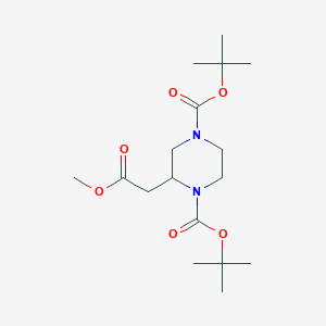 Chemical structure of Methyl 1,4-di-Boc-piperazine-2-acetate
