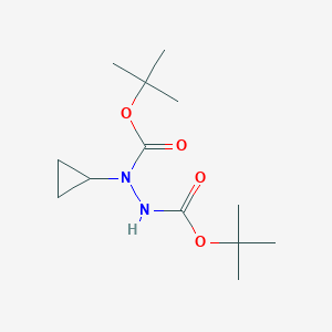 Chemical structure of Di-tert-butyl 1-cyclopropylhydrazine-1,2-dicarboxylate