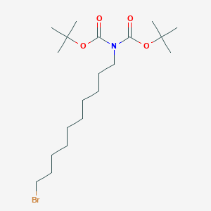Chemical structure of Di-tert-butyl 10-bromodecylamine-N,N-dicarboxylate
