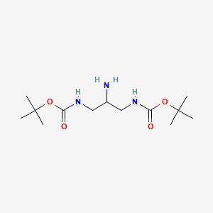 Chemical structure of Di-tert-butyl (2-aminopropane-1,3-diyl)dicarbamate