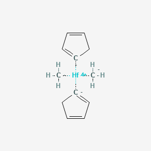 Chemical structure of Dimethylbis(cyclopentadienyl)hafnium