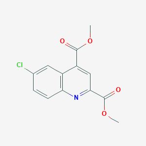 Chemical structure of dimethyl 6-chloroquinoline-2,4-dicarboxylate