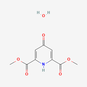 Chemical structure of Dimethyl 4-Hydroxy-2,6-pyridinedicarboxylate Monohydrate