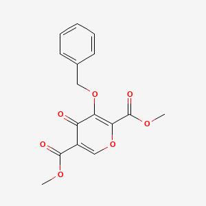 Chemical structure of Dimethyl 3-(benzyloxy)-4-oxo-4H-pyran-2,5-dicarboxylate