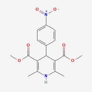 Chemical structure of Dimethyl 2,6-dimethyl-4-(4-nitrophenyl)-1,4-dihydropyridine-3,5-dicarboxylate