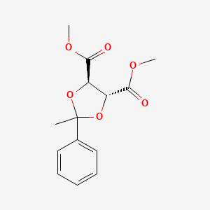 Chemical structure of Dimethyl (2R,3R)-2,3-O-(1-Phenylethylidene)-L-tartrate
