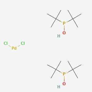 Chemical structure of dihydrogen dichlorobis(di-t-butylphosphinito-kp)palladate(2-)