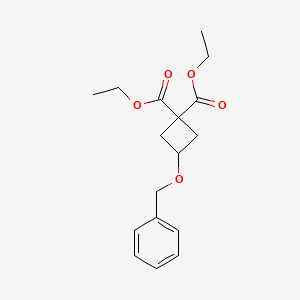 Chemical structure of Diethyl 3-(benzyloxy)cyclobutane-1,1-dicarboxylate