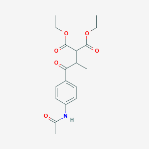 Chemical structure of Diethyl 2-(1-(4-acetamidophenyl)-1-oxopropan-2-yl)malonate