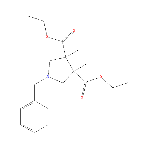 Chemical structure of diethyl 1-benzyl-3,4-difluoropyrrolidine-3,4-dicarboxylate