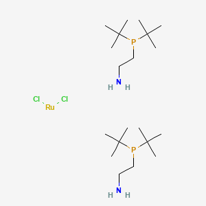 Chemical structure of Dichlorobis[2-(di-t-butylphosphino)ethylamine]ruthenium(II)