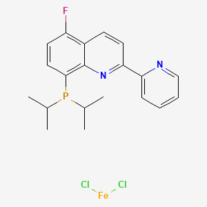 Chemical structure of Dichloro[8-(diisopropylphosphino)-5-fluoro-2-(2-pyridinyl)quinoline]iron(II)