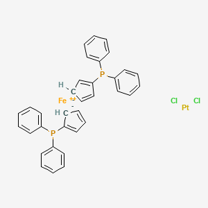 Chemical structure of Dichloro(1,1'-bis(diphenylphosphino)ferrocene)platinum