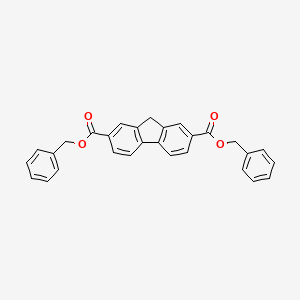 Chemical structure of Dibenzyl 9H-fluorene-2,7-dicarboxylate