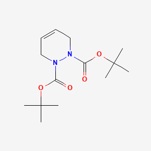 Chemical structure of Di tert butyl 3,6-dihydro-1,2-pyridazine dicarboxylate
