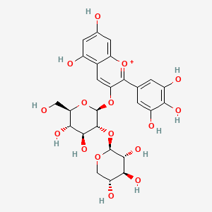 Chemical structure of Delphinidin 3-sambubioside chloride