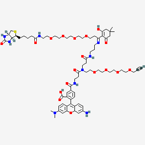 Chemical structure of Dde Biotin-PEG4-TAMRA-PEG4 Alkyne