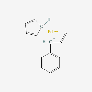 Chemical structure of Cyclopentadienyl[(1,2,3-n)-1-phenyl-2-propenyl]palladium(II)