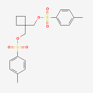 Chemical structure of Cyclobutane-1,1-diylbis(methylene) bis(4-methylbenzenesulfonate)