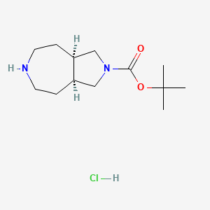 Chemical structure of cis-2-Boc-octahydro-pyrrolo[3,4-d]azepine hydrochloride