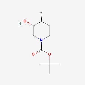 Chemical structure of cis-tert-Butyl 3-hydroxy-4-methylpiperidine-1-carboxylate