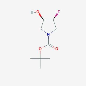 Chemical structure of Tert-butyl 3-fluoro-4-hydroxypyrrolidine-1-carboxylate