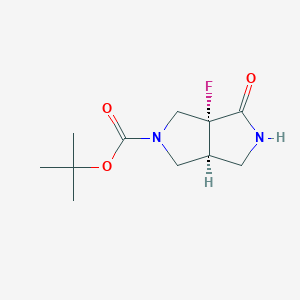 Chemical structure of cis-tert-Butyl 3a-fluoro-4-oxohexahydropyrrolo[3,4-c]pyrrole-2(1H)-carboxylate