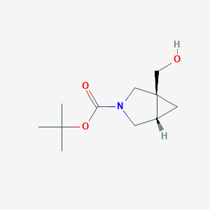 Chemical structure of cis-tert-Butyl 1-(hydroxymethyl)-3-azabicyclo[3.1.0]hexane-3-carboxylate