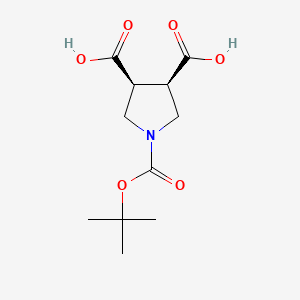 Chemical structure of cis-N-Boc-pyrrolidine-3,4-dicarboxylic acid