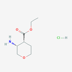 Chemical structure of CIS-ETHYL 3-AMINOTETRAHYDRO-2H-PYRAN-4-CARBOXYLATE HCL