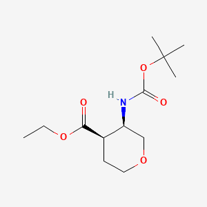 Chemical structure of CIS-ETHYL 3-(BOC-AMINO)-TETRAHYDRO-2H-PYRAN-4-CARBOXYLATE