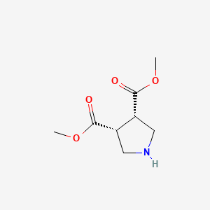 Chemical structure of cis-dimethyl pyrrolidine-3,4-dicarboxylate hydrochloride