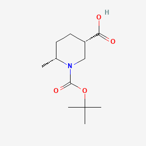 Chemical structure of Cis-6-methyl-piperidine-1,3-dicarboxylic acid 1-tert-butyl ester