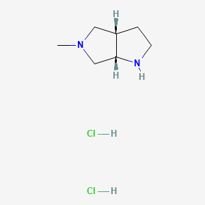 Chemical structure of cis-5-Methyl-1H-hexahydropyrrolo[3,4-b]pyrrole Dihydrochloride