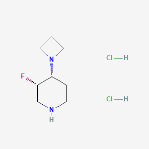 Chemical structure of cis-4-(Azetidin-1-yl)-3-fluoropiperidine dihydrochloride