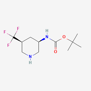 Chemical structure of cis-3-(Boc-amino)-5-(trifluormethyl)piperidine