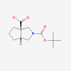 Chemical structure of cis-2-(tert-Butoxycarbonyl)octahydrocyclopenta[c]pyrrole-3a-carboxylic acid